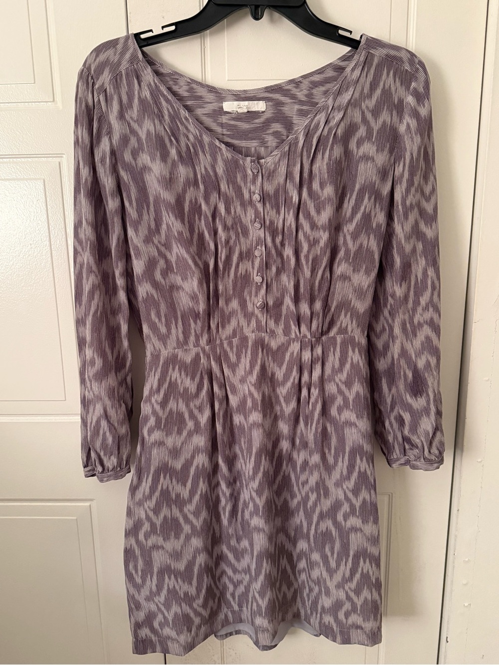 Blue Patterned Button-Front Dress size 4